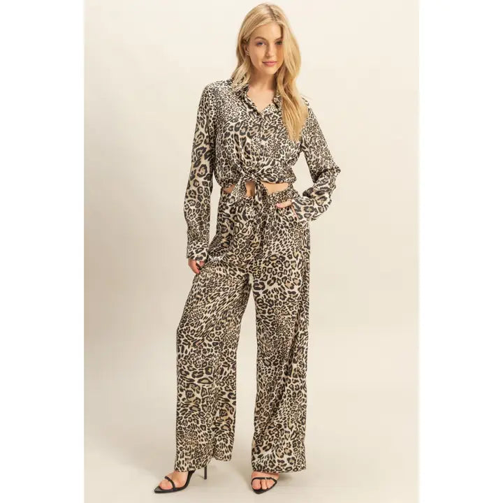 Leopard Luxe Tie-Front Jumpsuit
