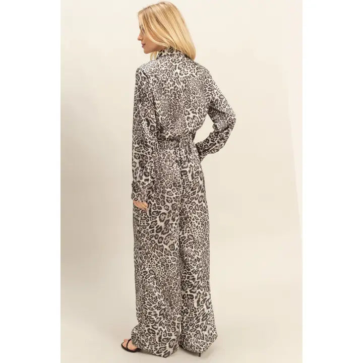 Leopard Luxe Tie-Front Jumpsuit