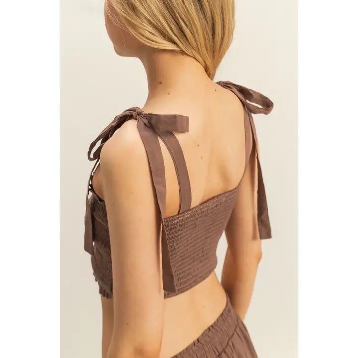 Voile Ruched Top and Skirt Set