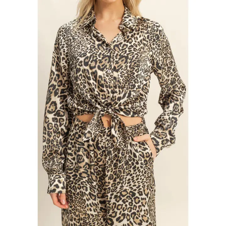Leopard Luxe Tie-Front Jumpsuit
